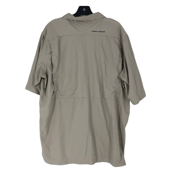Mens Silky Polesther Under Armour Button Front Shirt w/Zip Pockets & Vented Back - Picture 2 of 9